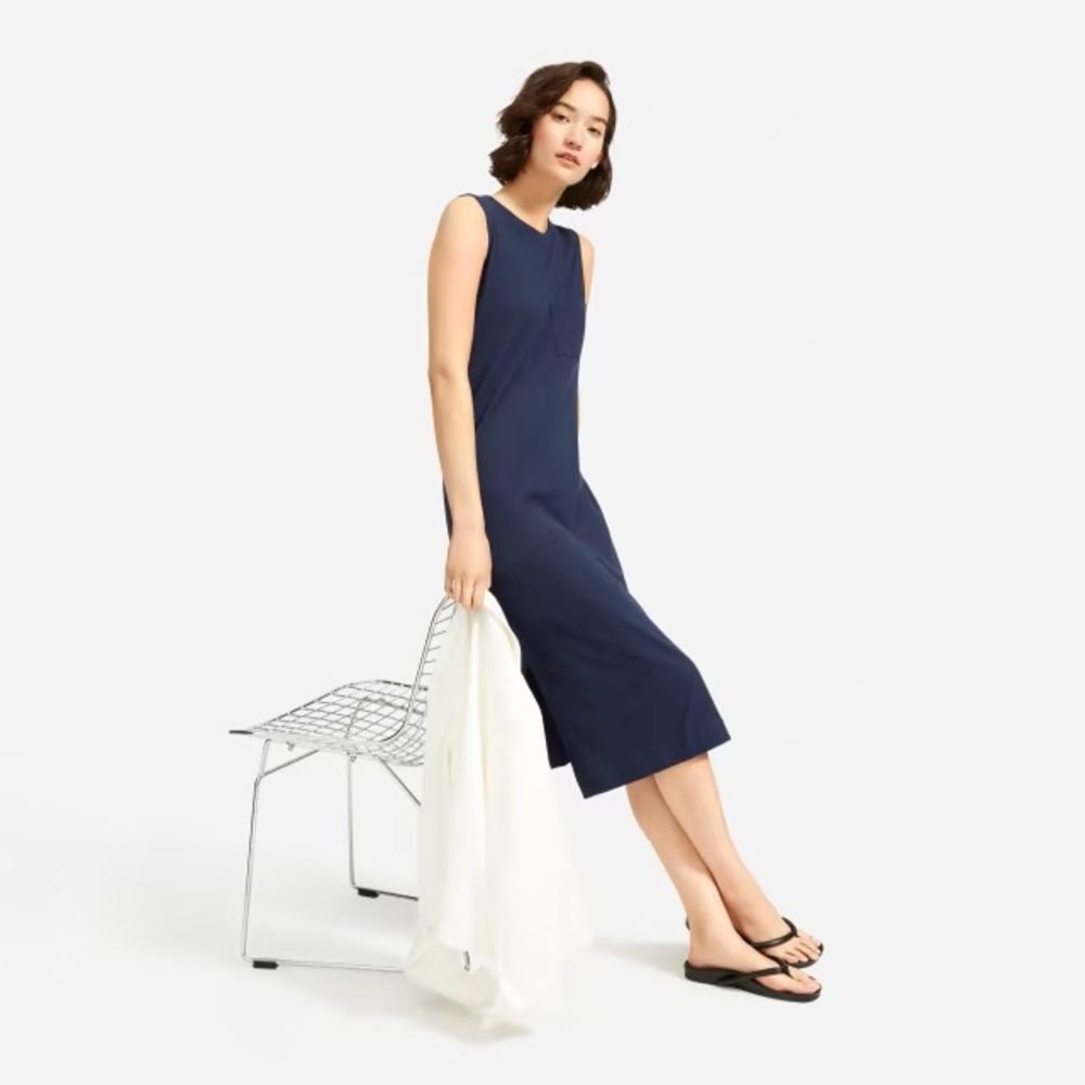The Long Weekend Tank Dress, Everlane, size L, Navy